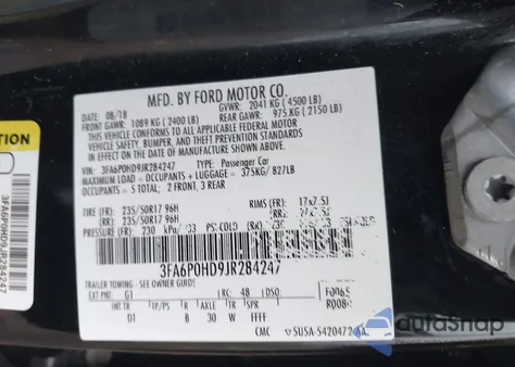 2018 Ford Fusion Se from USA, damaged, VIN 3FA6P0HD9JR284247